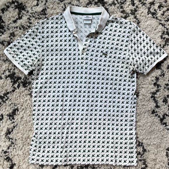 Lacoste Other - Lacoste retro white polo shirt with green planes